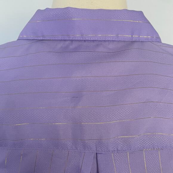 Vintage Blouse Top Size 8 Lavender Purple Long Sleeve Button Minimal Casual 90s - Picture 9 of 14